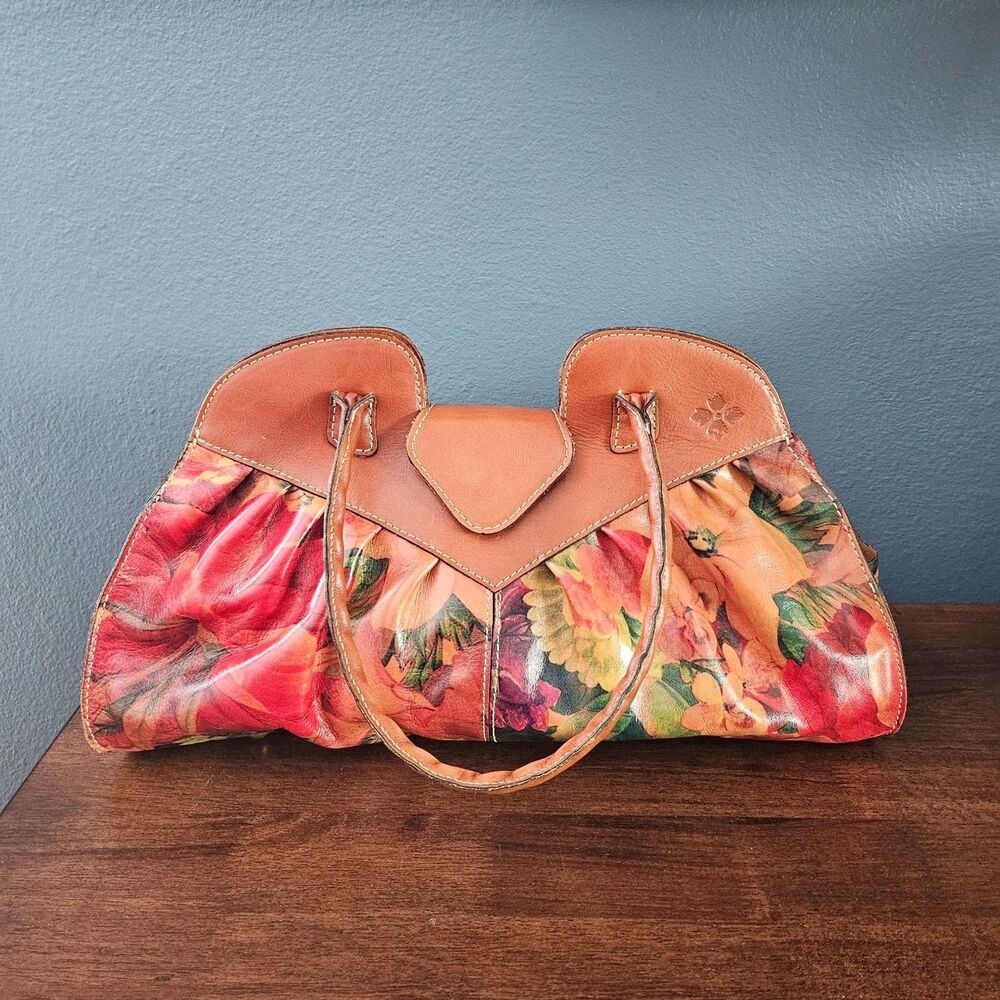 PATRICIA NASH Heritage Multi Floral Leather LIONE Twisted Shoulder Bag Satchel - Picture 2 of 8